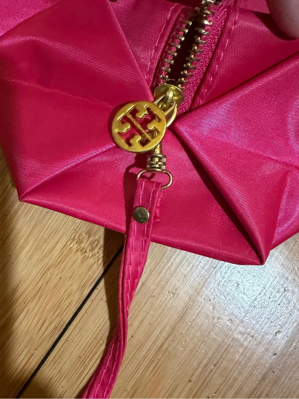 Tory Burch Nylon Cosmetic Toiletry Jewelry Bag Pouch Hot Pink OS